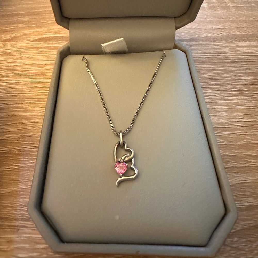 Pink Sapphire heart necklace